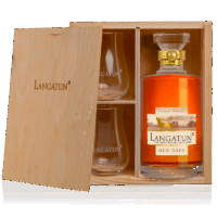 Langatun - Old Deer in Karaffe - Geschenk-Holzbox mit 2 Gläsern - Swiss Single Malt Whisky