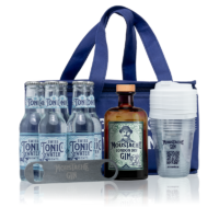 Moustache - Gin Tonic Kühltasche - London Dry Gin - 50cl plus 6x20cl Swiss Tonic, Becher & Flaschenöffner