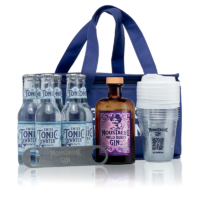 Moustache - Gin Tonic Kühltasche - Wild Berry Gin - 50cl plus 6x20cl Swiss Tonic, Becher & Flaschenöffner